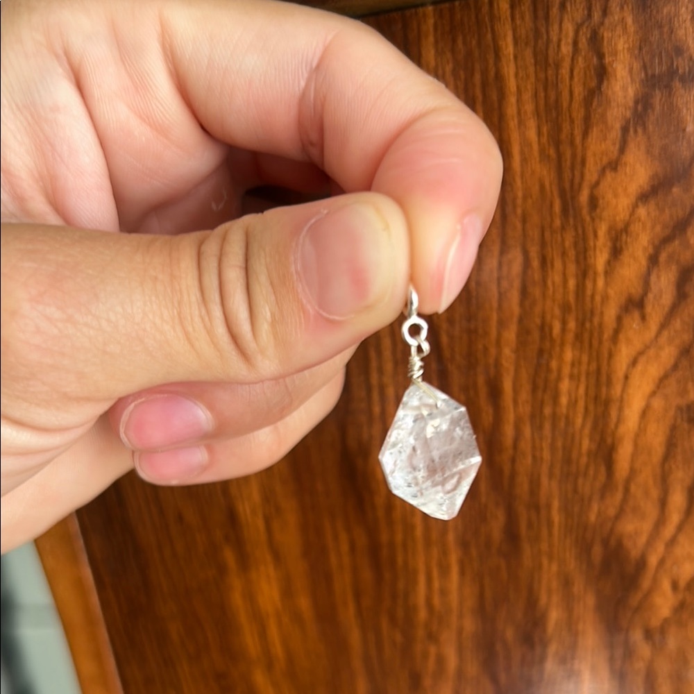 Elegant Silver Diamond Herkimer Pendant
